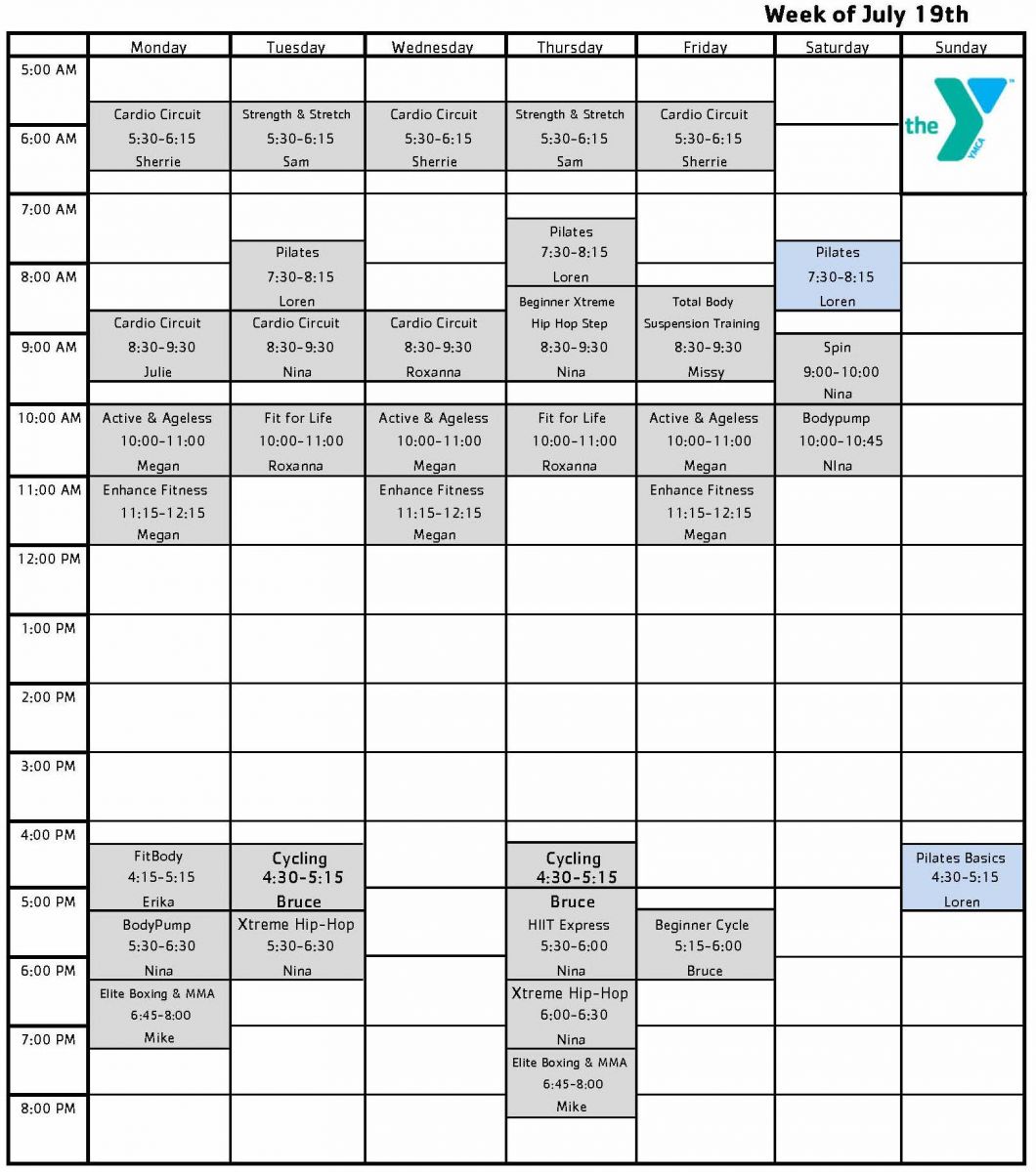 Group Fitness Ymca Class Schedule